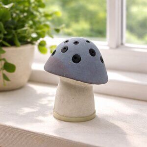 Vintage Mushroom Salt Shaker Blue White Ceramic Toadstool Cottagecore Kitchen De